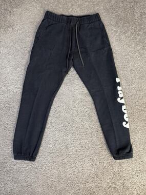 Playboy PacSun Pants Mens M Black Jogger Fleece Elastic Waist Drawstring Pockets